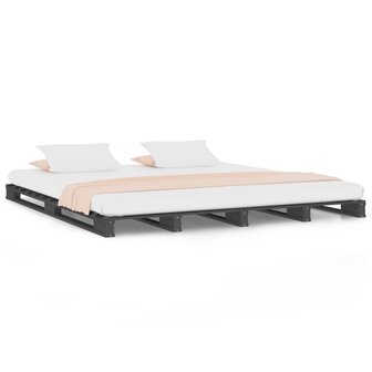 Palletbed massief hout grijs 150x200 cm 2