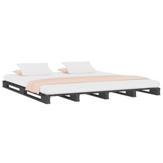 Palletbed massief hout grijs 150x200 cm 3