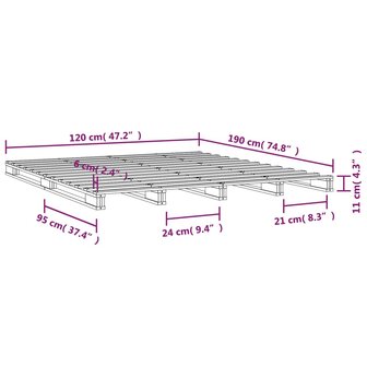 Palletbed massief grenenhout grijs 120x190 cm 8