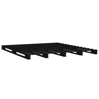 Palletbed massief grenenhout zwart 135x190 cm 4