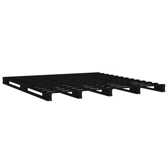 Palletbed massief grenenhout zwart 140x190 cm 4
