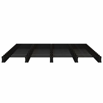 Palletbed massief grenenhout zwart 140x190 cm 5