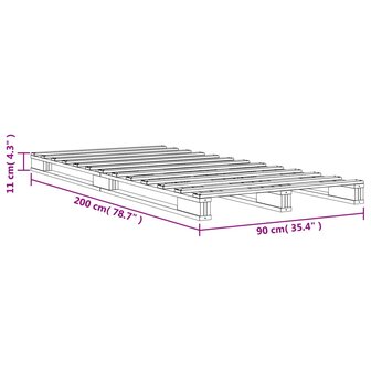 Palletbed massief grenenhout wasbruin 90x200 cm 9