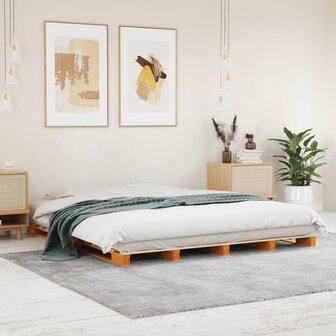 Palletbed massief grenenhout wasbruin 180x200 cm 1