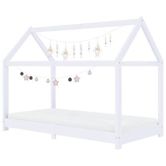 Kinderbedframe massief grenenhout wit 70x140 cm 3
