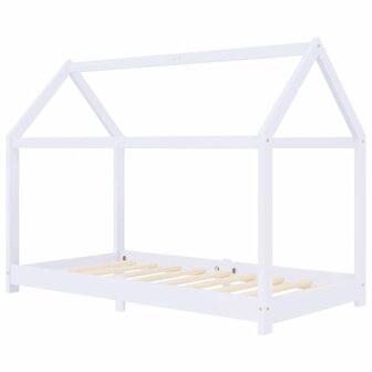 Kinderbedframe massief grenenhout wit 80x160 cm 2
