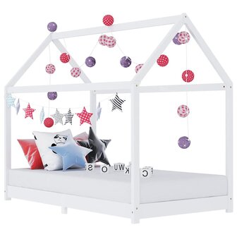 Kinderbedframe massief grenenhout wit 90x200 cm 1