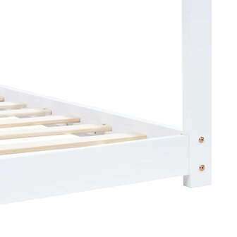 Kinderbedframe massief grenenhout wit 90x200 cm 6