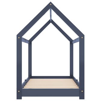 Kinderbedframe massief grenenhout grijs 80x160 cm 5