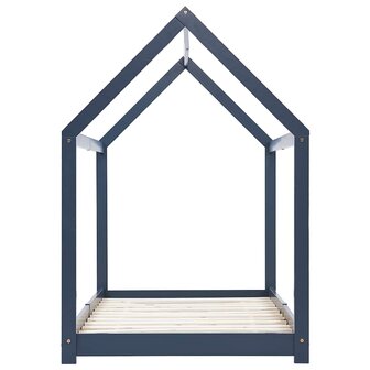 Kinderbedframe massief grenenhout grijs 90x200 cm 4