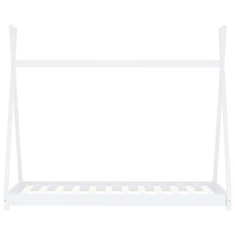 Kinderbedframe massief grenenhout wit 80x160 cm 3