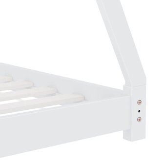 Kinderbedframe massief grenenhout wit 80x160 cm 6