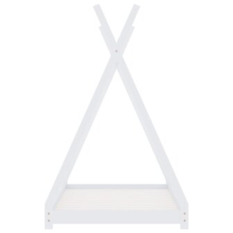 Kinderbedframe massief grenenhout wit 90x200 cm 4