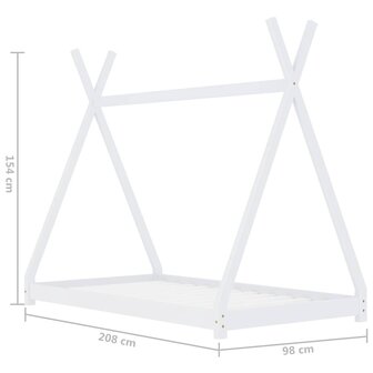 Kinderbedframe massief grenenhout wit 90x200 cm 7