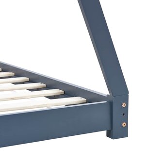 Kinderbedframe massief grenenhout grijs 70x140 cm 6