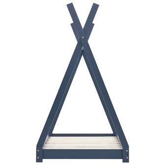 Kinderbedframe massief grenenhout grijs 80x160 cm 4