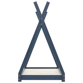 Kinderbedframe massief grenenhout grijs 90x200 cm 4
