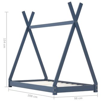 Kinderbedframe massief grenenhout grijs 90x200 cm 7