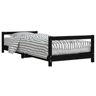 Kinderbedframe 80x200 cm massief grenenhout zwart 2