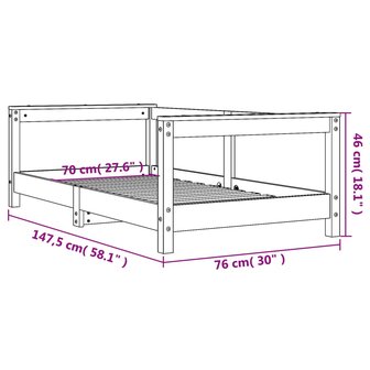Kinderbedframe 70x140 cm massief grenenhout 9