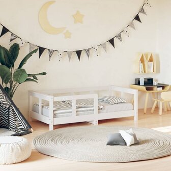 Kinderbedframe 70x140 cm massief grenenhout wit 1