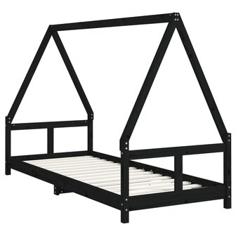 Kinderbedframe 80x200 cm massief grenenhout zwart 3