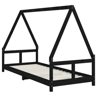 Kinderbedframe 80x200 cm massief grenenhout zwart 6