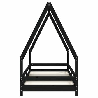 Kinderbedframe 80x200 cm massief grenenhout zwart 4