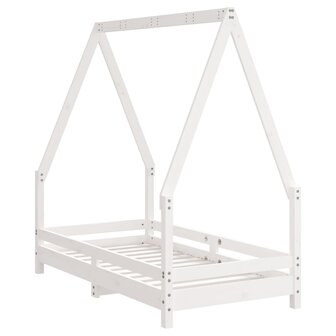 Kinderbedframe 70x140 cm massief grenenhout wit  6