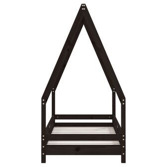 Kinderbedframe 70x140 cm massief grenenhout zwart 4