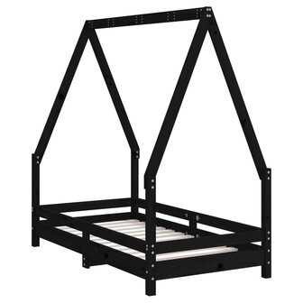 Kinderbedframe 70x140 cm massief grenenhout zwart 6