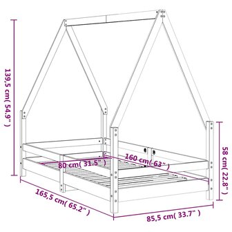 Kinderbedframe 80x160 cm massief grenenhout wit 8
