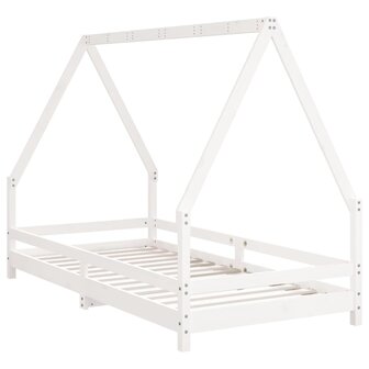 Kinderbedframe 90x190 cm massief grenenhout wit 3