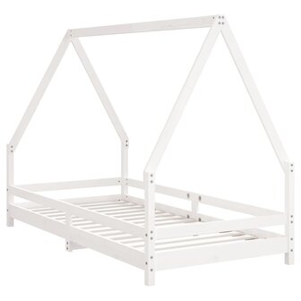 Kinderbedframe 90x190 cm massief grenenhout wit 6