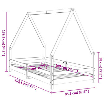 Kinderbedframe 90x190 cm massief grenenhout wit 9