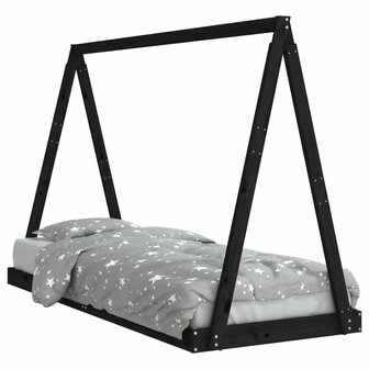 Kinderbedframe 80x200 cm massief grenenhout zwart 2