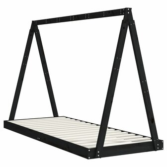 Kinderbedframe 80x200 cm massief grenenhout zwart 6