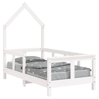Kinderbedframe 70x140 cm massief grenenhout wit 2