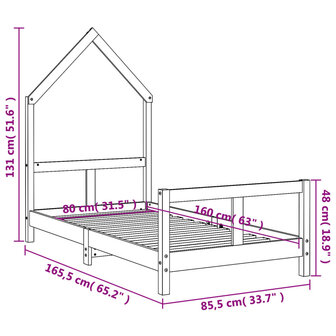 Kinderbedframe 80x160 cm massief grenenhout wit 9
