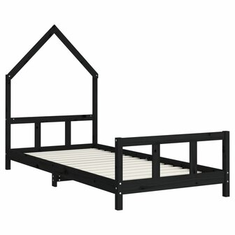Kinderbedframe 90x190 cm massief grenenhout zwart 3