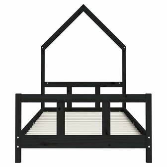 Kinderbedframe 90x190 cm massief grenenhout zwart 4