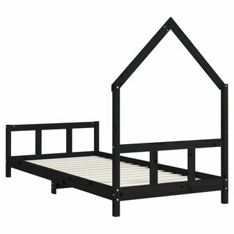 Kinderbedframe 90x190 cm massief grenenhout zwart 6
