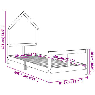 Kinderbedframe 80x200 cm massief grenenhout 9
