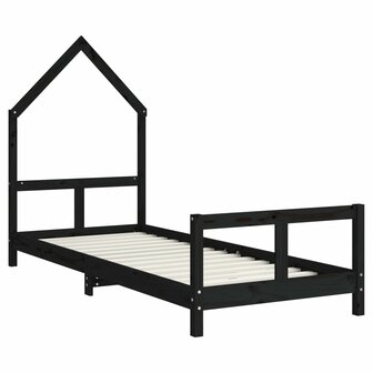 Kinderbedframe 80x200 cm massief grenenhout zwart 3