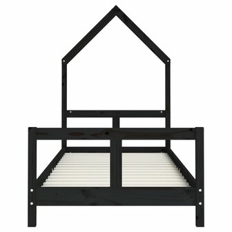 Kinderbedframe 80x200 cm massief grenenhout zwart 4