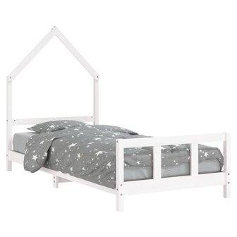 Kinderbedframe 90x200 cm massief grenenhout wit 2