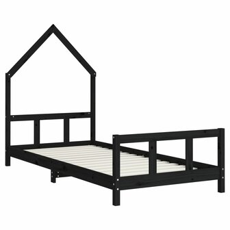 Kinderbedframe 90x200 cm massief grenenhout zwart 3