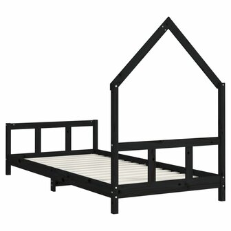 Kinderbedframe 90x200 cm massief grenenhout zwart 6