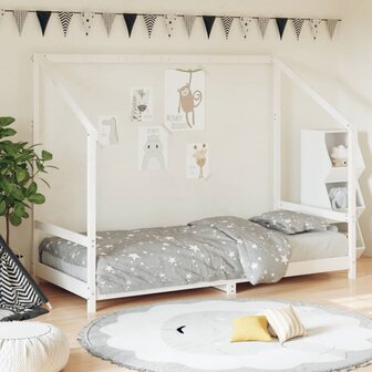 Kinderbedframe 90x190 cm massief grenenhout wit 1