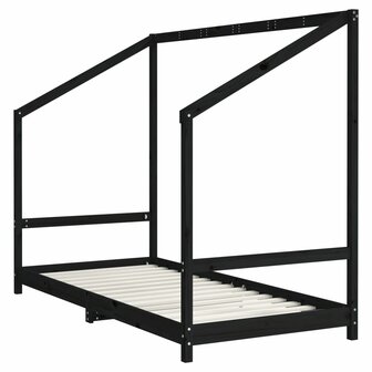 Kinderbedframe 90x190 cm massief grenenhout zwart 3